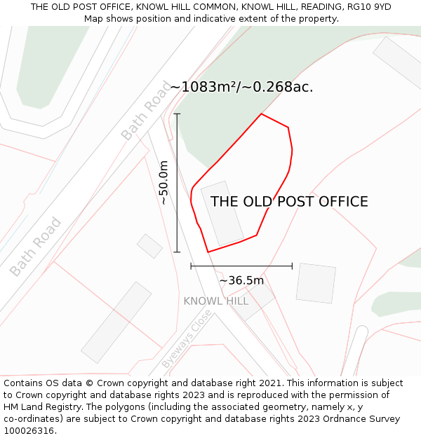 THE OLD POST OFFICE, KNOWL HILL COMMON, KNOWL HILL, READING, RG10 9YD: Plot and title map