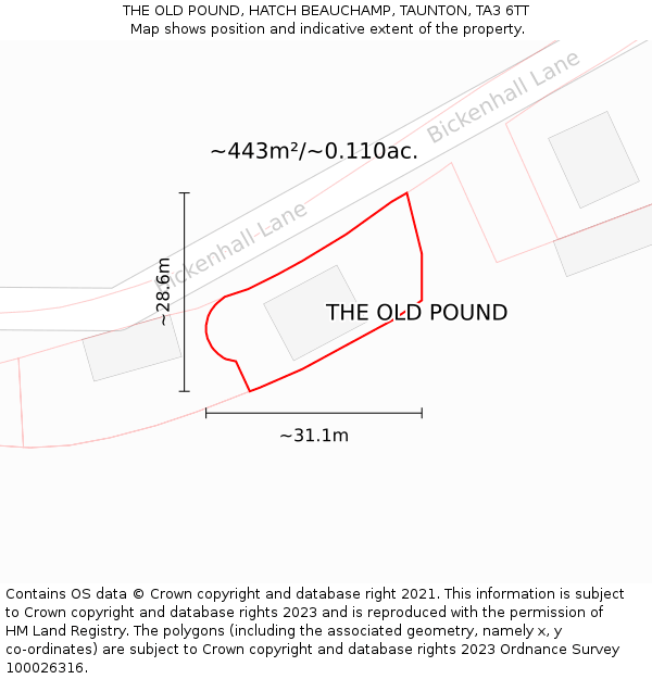 THE OLD POUND, HATCH BEAUCHAMP, TAUNTON, TA3 6TT: Plot and title map