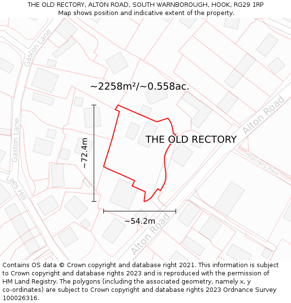 THE OLD RECTORY, ALTON ROAD, SOUTH WARNBOROUGH, HOOK, RG29 1RP: Plot and title map