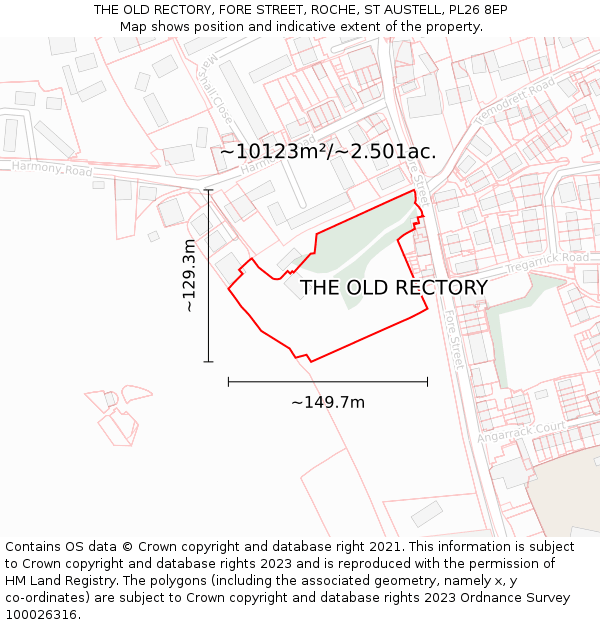 THE OLD RECTORY, FORE STREET, ROCHE, ST AUSTELL, PL26 8EP: Plot and title map