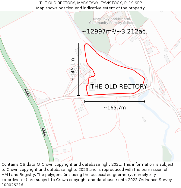 THE OLD RECTORY, MARY TAVY, TAVISTOCK, PL19 9PP: Plot and title map