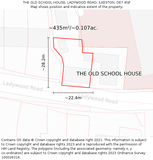 THE OLD SCHOOL HOUSE, LADYWOOD ROAD, ILKESTON, DE7 4NF: Plot and title map