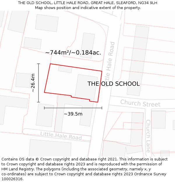 THE OLD SCHOOL, LITTLE HALE ROAD, GREAT HALE, SLEAFORD, NG34 9LH: Plot and title map