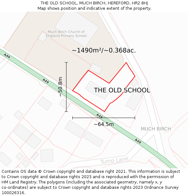 THE OLD SCHOOL, MUCH BIRCH, HEREFORD, HR2 8HJ: Plot and title map