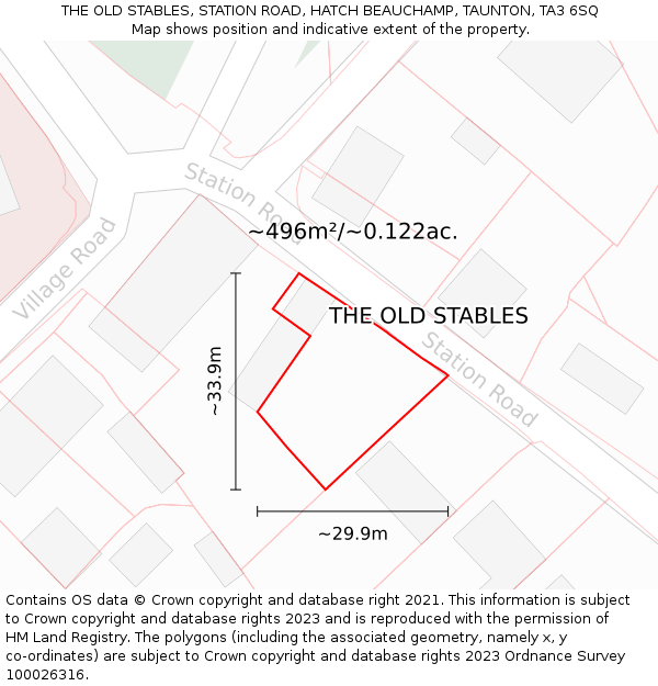 THE OLD STABLES, STATION ROAD, HATCH BEAUCHAMP, TAUNTON, TA3 6SQ: Plot and title map