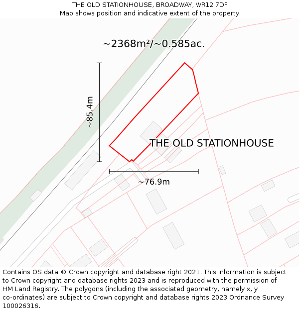 THE OLD STATIONHOUSE, BROADWAY, WR12 7DF: Plot and title map