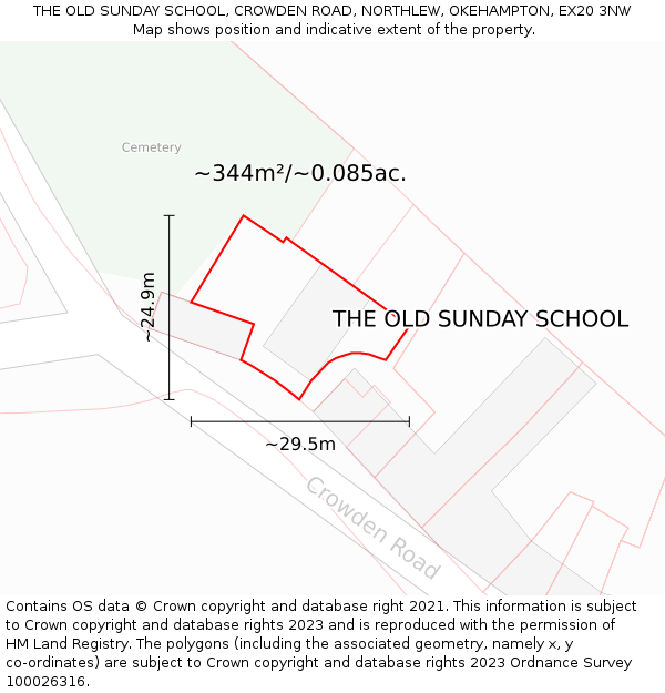 THE OLD SUNDAY SCHOOL, CROWDEN ROAD, NORTHLEW, OKEHAMPTON, EX20 3NW: Plot and title map