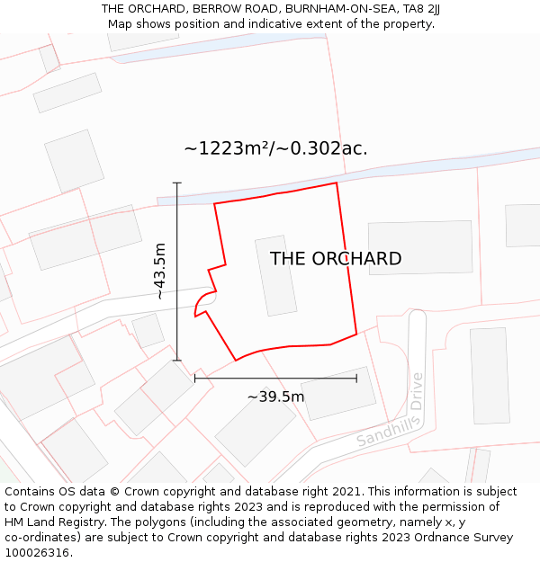 THE ORCHARD, BERROW ROAD, BURNHAM-ON-SEA, TA8 2JJ: Plot and title map