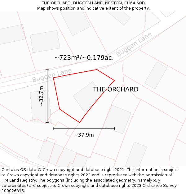 THE ORCHARD, BUGGEN LANE, NESTON, CH64 6QB: Plot and title map