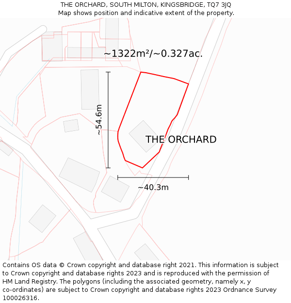THE ORCHARD, SOUTH MILTON, KINGSBRIDGE, TQ7 3JQ: Plot and title map