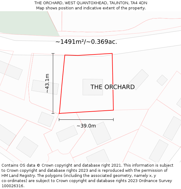 THE ORCHARD, WEST QUANTOXHEAD, TAUNTON, TA4 4DN: Plot and title map