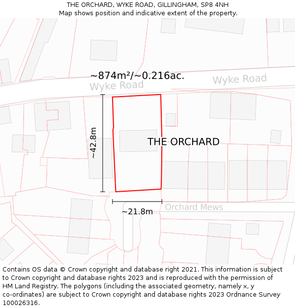 THE ORCHARD, WYKE ROAD, GILLINGHAM, SP8 4NH: Plot and title map