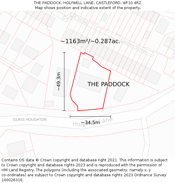 THE PADDOCK, HOLYWELL LANE, CASTLEFORD, WF10 4RZ: Plot and title map