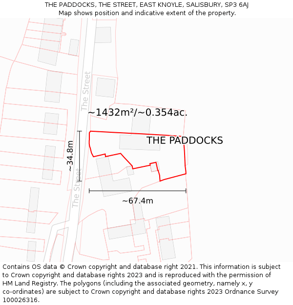 THE PADDOCKS, THE STREET, EAST KNOYLE, SALISBURY, SP3 6AJ: Plot and title map