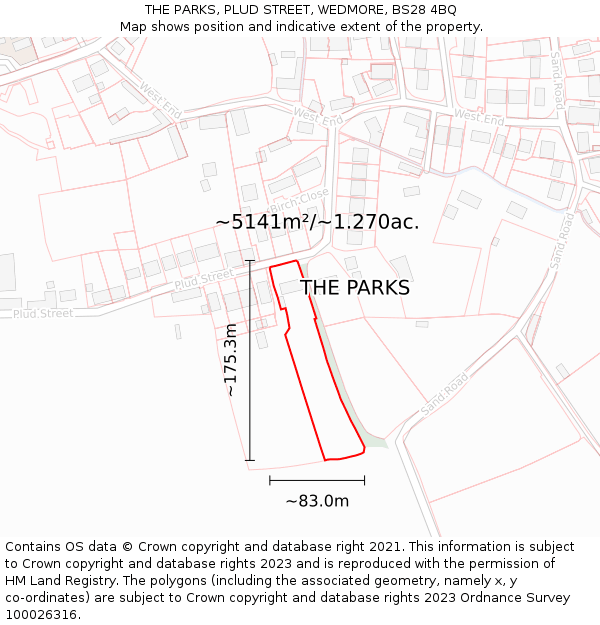 THE PARKS, PLUD STREET, WEDMORE, BS28 4BQ: Plot and title map