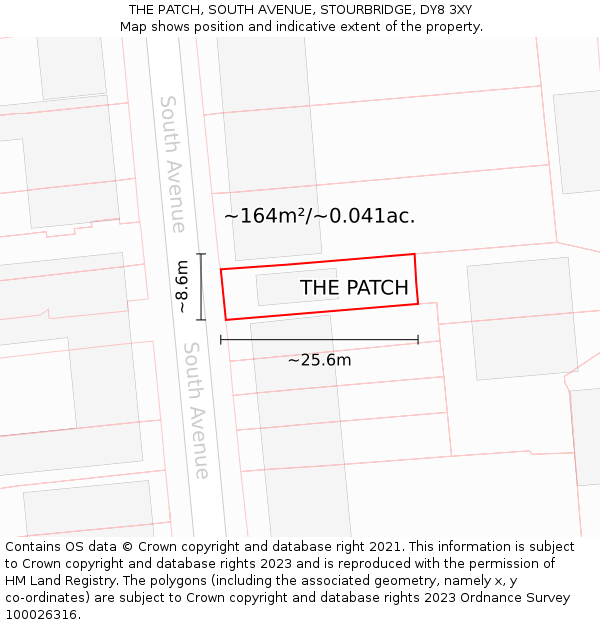 THE PATCH, SOUTH AVENUE, STOURBRIDGE, DY8 3XY: Plot and title map