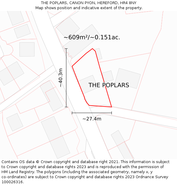 THE POPLARS, CANON PYON, HEREFORD, HR4 8NY: Plot and title map