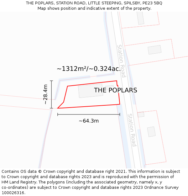 THE POPLARS, STATION ROAD, LITTLE STEEPING, SPILSBY, PE23 5BQ: Plot and title map