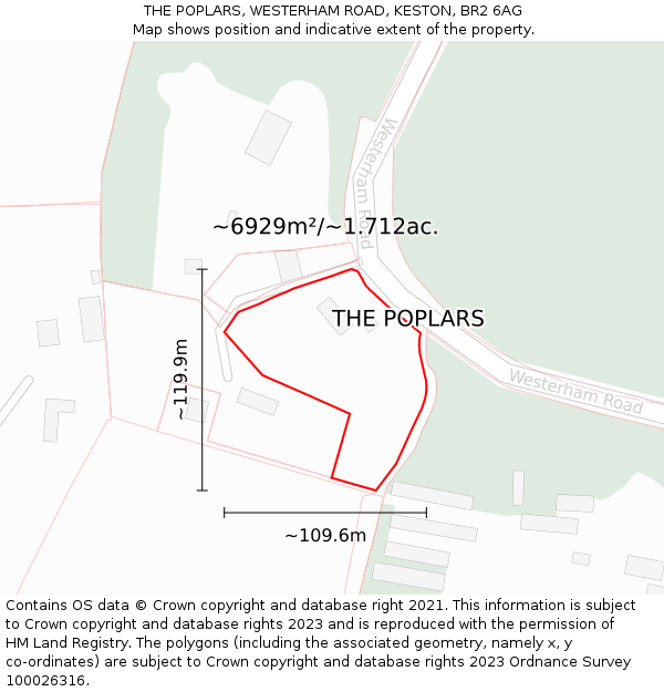 THE POPLARS, WESTERHAM ROAD, KESTON, BR2 6AG: Plot and title map