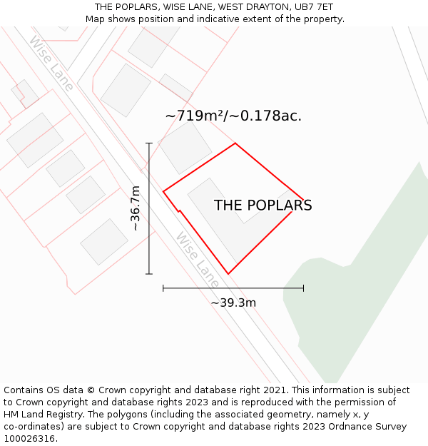 THE POPLARS, WISE LANE, WEST DRAYTON, UB7 7ET: Plot and title map