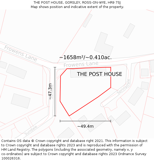 THE POST HOUSE, GORSLEY, ROSS-ON-WYE, HR9 7SJ: Plot and title map