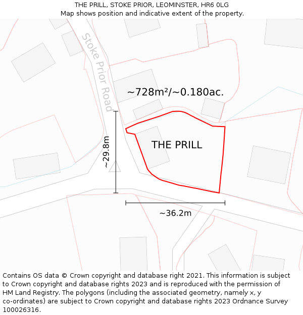 THE PRILL, STOKE PRIOR, LEOMINSTER, HR6 0LG: Plot and title map