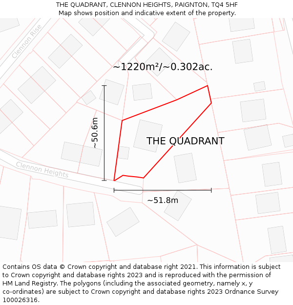 THE QUADRANT, CLENNON HEIGHTS, PAIGNTON, TQ4 5HF: Plot and title map