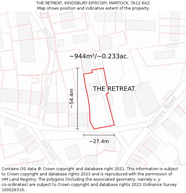 THE RETREAT, KINGSBURY EPISCOPI, MARTOCK, TA12 6AZ: Plot and title map