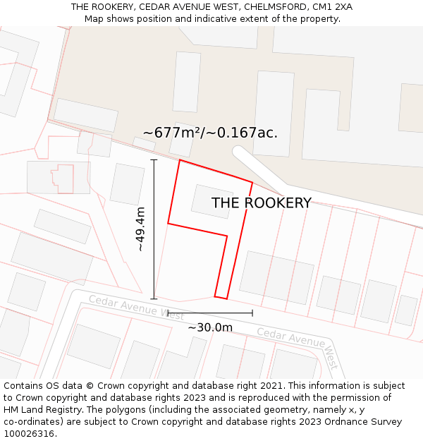THE ROOKERY, CEDAR AVENUE WEST, CHELMSFORD, CM1 2XA: Plot and title map