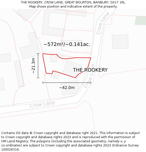 THE ROOKERY, CROW LANE, GREAT BOURTON, BANBURY, OX17 1RL: Plot and title map