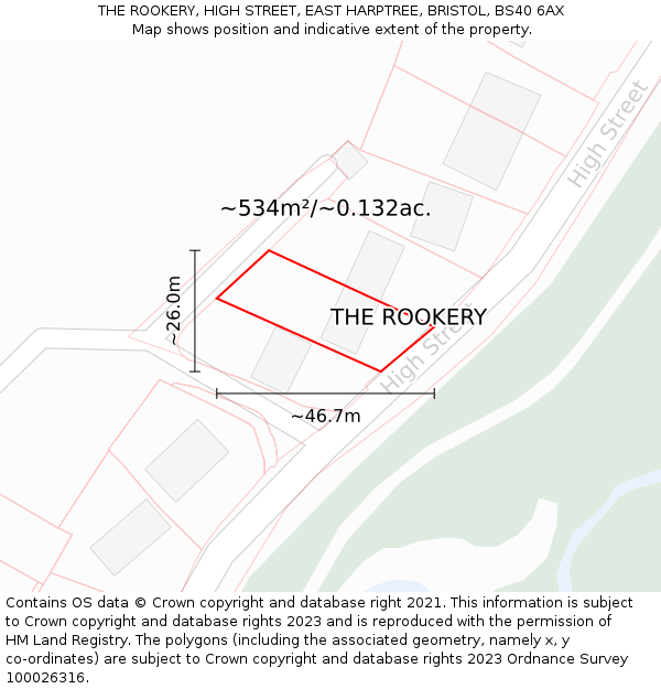 THE ROOKERY, HIGH STREET, EAST HARPTREE, BRISTOL, BS40 6AX: Plot and title map