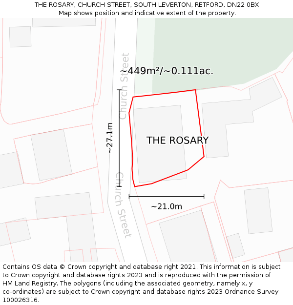 THE ROSARY, CHURCH STREET, SOUTH LEVERTON, RETFORD, DN22 0BX: Plot and title map