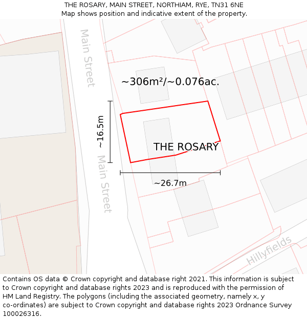 THE ROSARY, MAIN STREET, NORTHIAM, RYE, TN31 6NE: Plot and title map