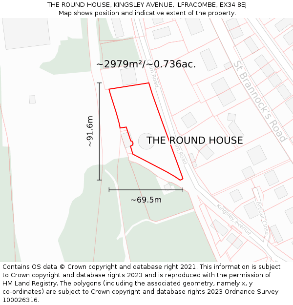 THE ROUND HOUSE, KINGSLEY AVENUE, ILFRACOMBE, EX34 8EJ: Plot and title map