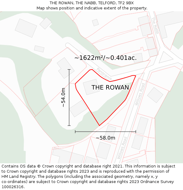 THE ROWAN, THE NABB, TELFORD, TF2 9BX: Plot and title map