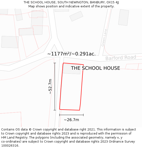 THE SCHOOL HOUSE, SOUTH NEWINGTON, BANBURY, OX15 4JJ: Plot and title map