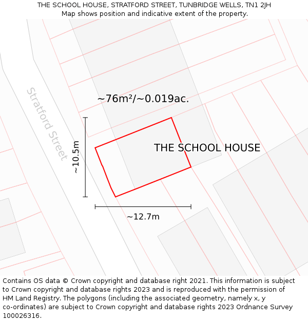 THE SCHOOL HOUSE, STRATFORD STREET, TUNBRIDGE WELLS, TN1 2JH: Plot and title map