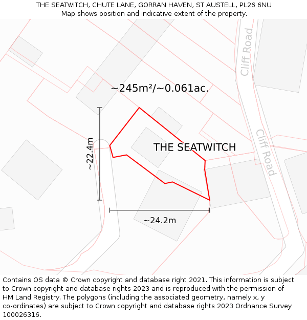THE SEATWITCH, CHUTE LANE, GORRAN HAVEN, ST AUSTELL, PL26 6NU: Plot and title map