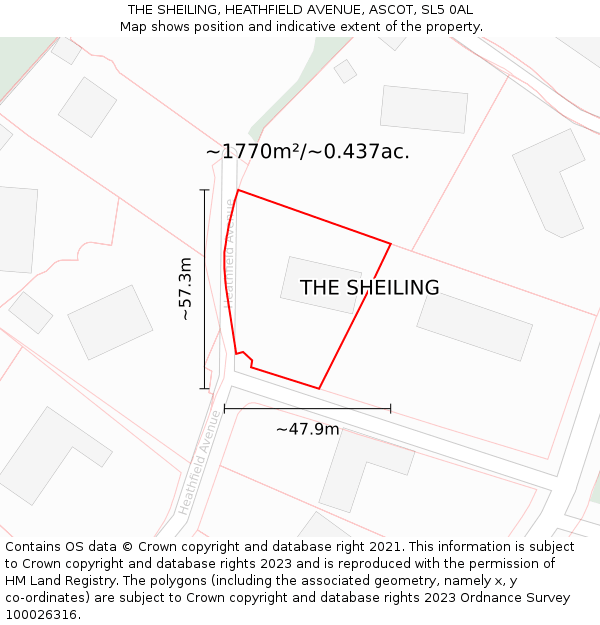 THE SHEILING, HEATHFIELD AVENUE, ASCOT, SL5 0AL: Plot and title map