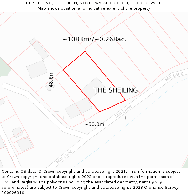 THE SHEILING, THE GREEN, NORTH WARNBOROUGH, HOOK, RG29 1HF: Plot and title map
