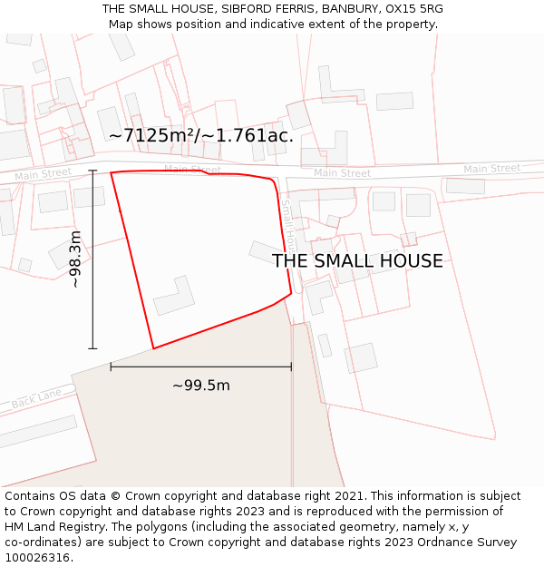 THE SMALL HOUSE, SIBFORD FERRIS, BANBURY, OX15 5RG: Plot and title map