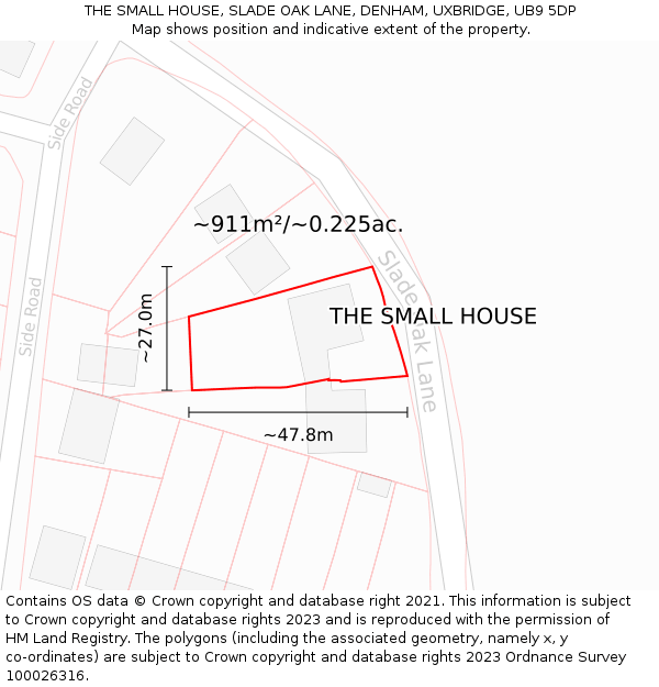 THE SMALL HOUSE, SLADE OAK LANE, DENHAM, UXBRIDGE, UB9 5DP: Plot and title map