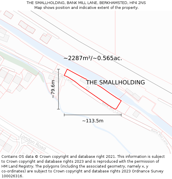 THE SMALLHOLDING, BANK MILL LANE, BERKHAMSTED, HP4 2NS: Plot and title map
