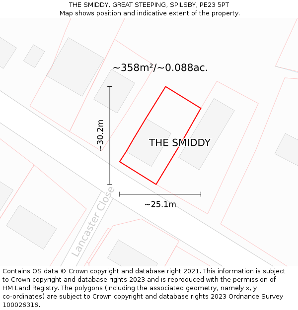 THE SMIDDY, GREAT STEEPING, SPILSBY, PE23 5PT: Plot and title map