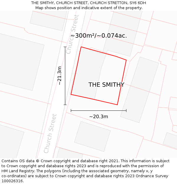 THE SMITHY, CHURCH STREET, CHURCH STRETTON, SY6 6DH: Plot and title map