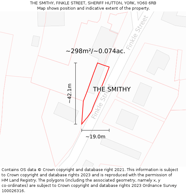 THE SMITHY, FINKLE STREET, SHERIFF HUTTON, YORK, YO60 6RB: Plot and title map
