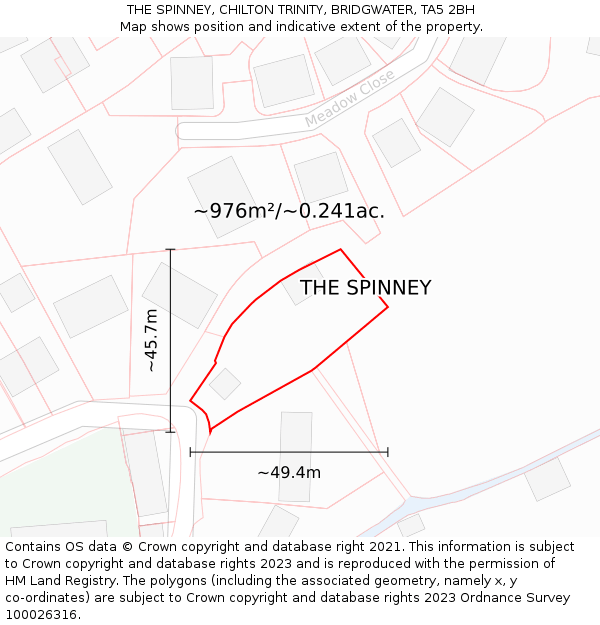 THE SPINNEY, CHILTON TRINITY, BRIDGWATER, TA5 2BH: Plot and title map