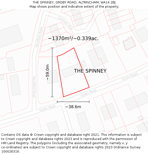 THE SPINNEY, GROBY ROAD, ALTRINCHAM, WA14 2BJ: Plot and title map