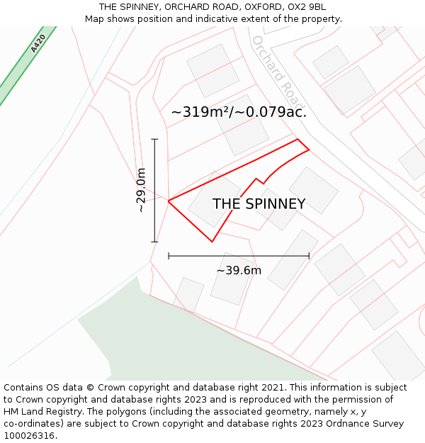 THE SPINNEY, ORCHARD ROAD, OXFORD, OX2 9BL: Plot and title map