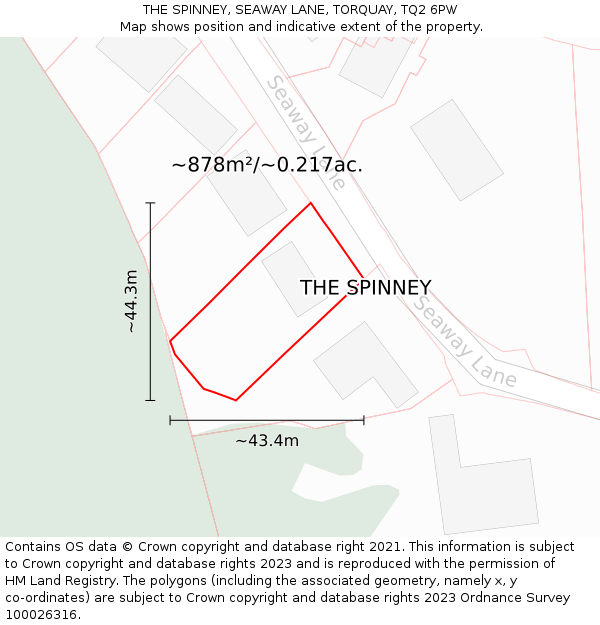 THE SPINNEY, SEAWAY LANE, TORQUAY, TQ2 6PW: Plot and title map